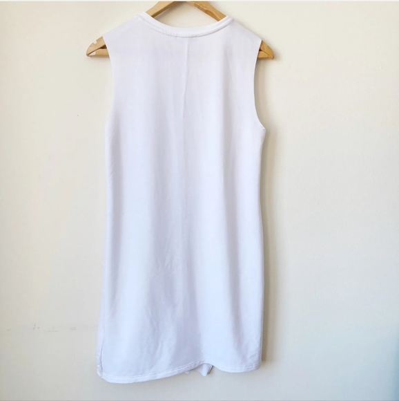 Zara White Ruffle Mixed Media Minimalist Sleeveless Tank Shift Mini Dress L - Picture 7 of 9